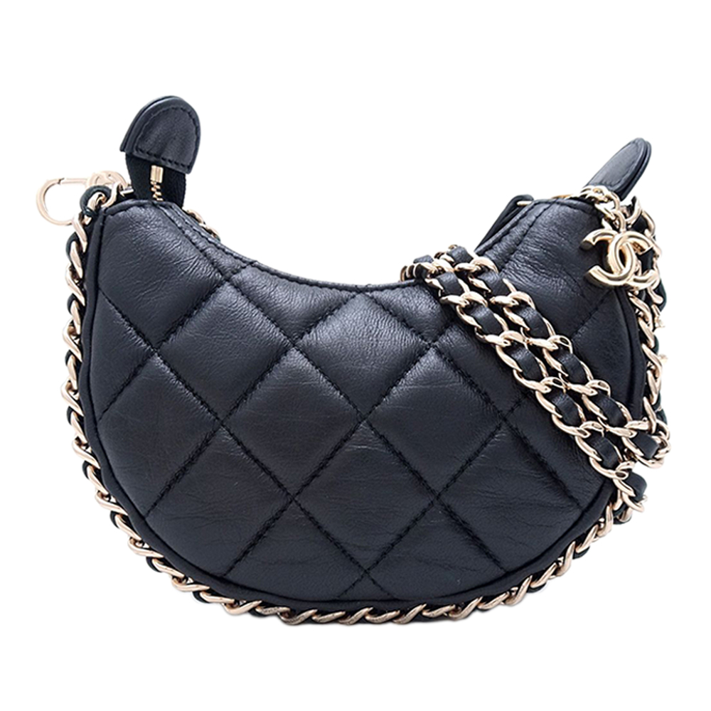 Pre-Loved Chanel Mini Quilted Lambskin Chain Around Hook Hobo - Picture 1 of 12